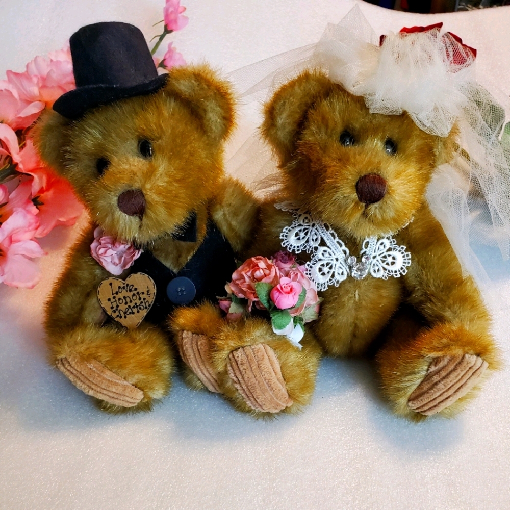Vintage Minky Bear  just Married Teddies